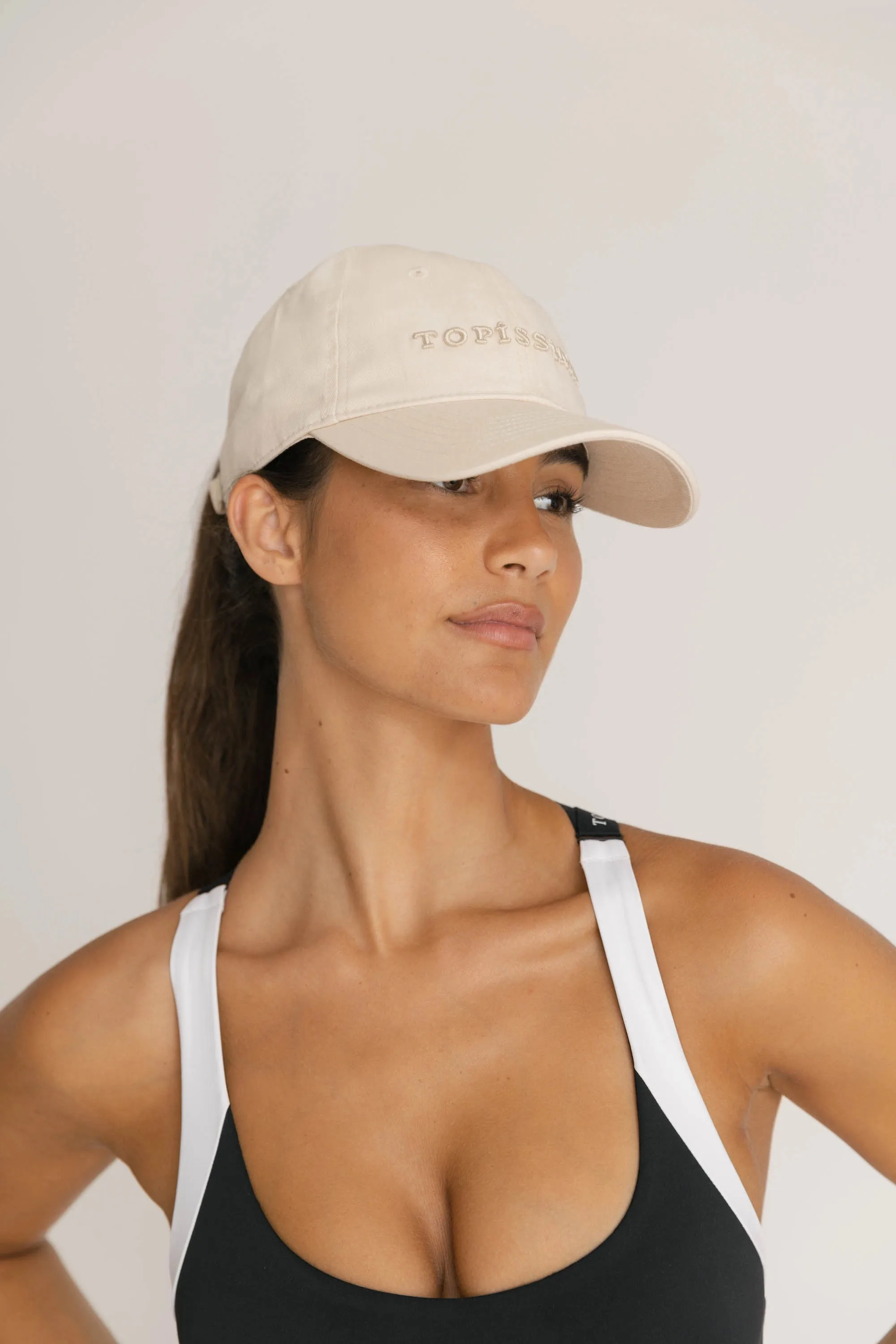 Adjustable Beige Cotton Cap