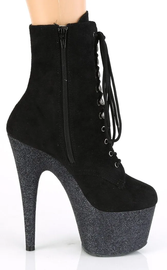 ADORE-1020FSMG Black Suede & Glitter Boots