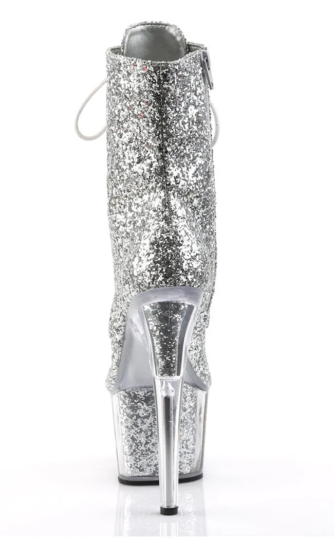 ADORE-1020G Silver Glitter Ankle Boots