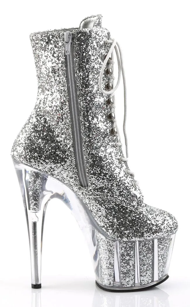 ADORE-1020G Silver Glitter Ankle Boots
