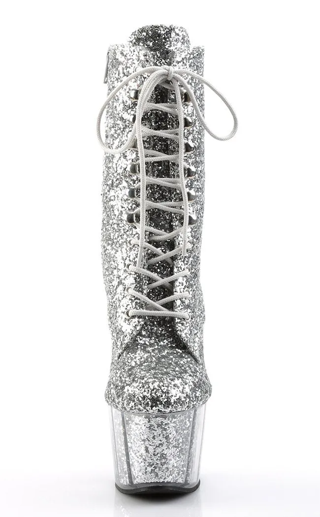 ADORE-1020G Silver Glitter Ankle Boots