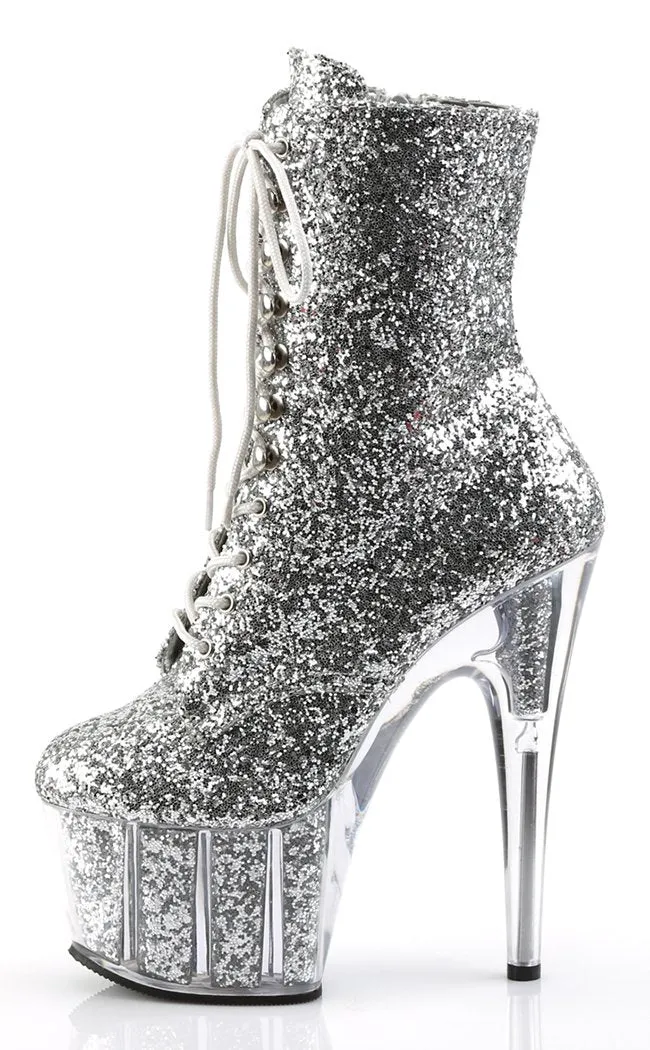 ADORE-1020G Silver Glitter Ankle Boots