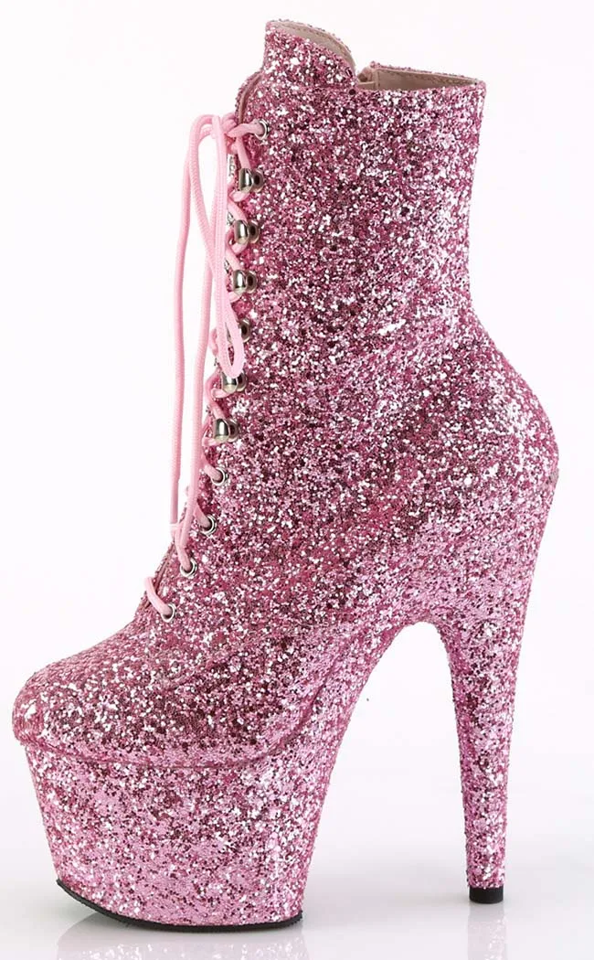 ADORE-1020GWR Baby Pink Glitter Ankle Boots