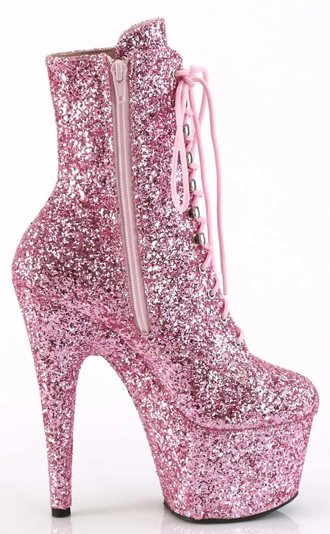 ADORE-1020GWR Baby Pink Glitter Ankle Boots
