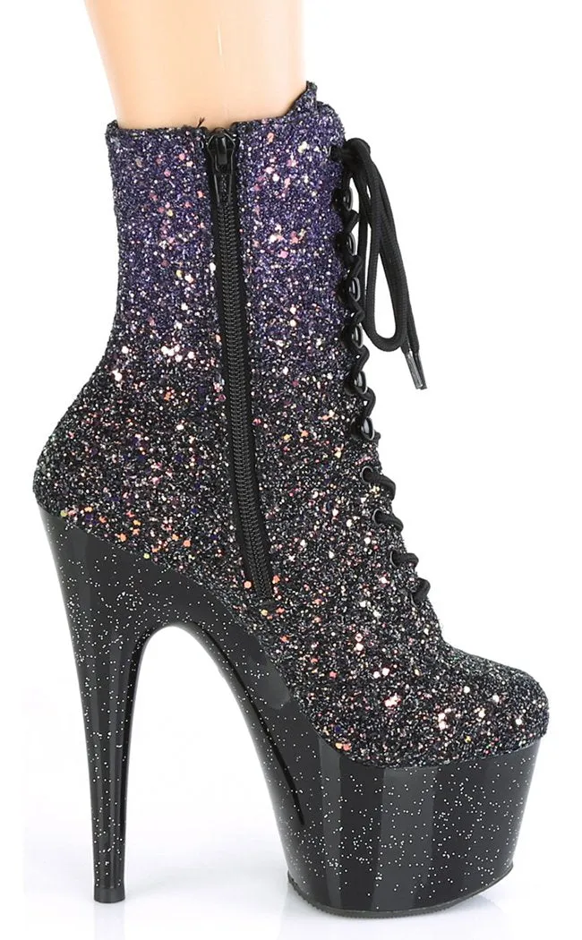 ADORE-1020OMBG Purple Glitter & Black Boots