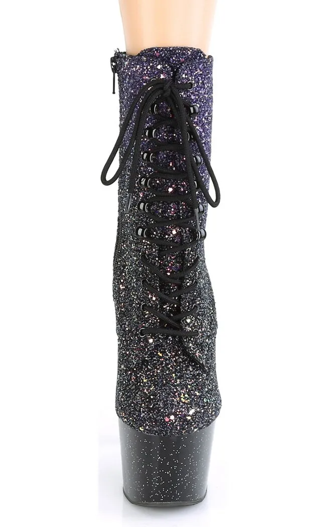 ADORE-1020OMBG Purple Glitter & Black Boots