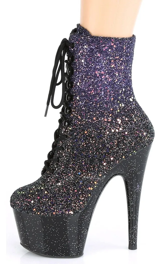ADORE-1020OMBG Purple Glitter & Black Boots