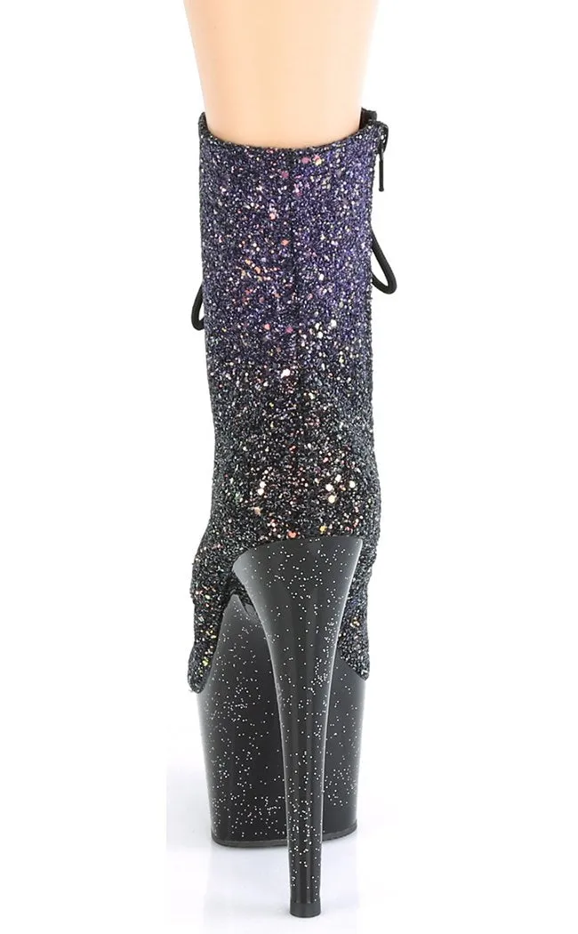 ADORE-1020OMBG Purple Glitter & Black Boots