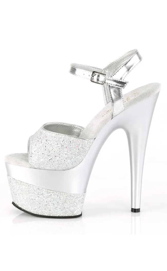 ADORE-709-2G Silver Glitter Heels