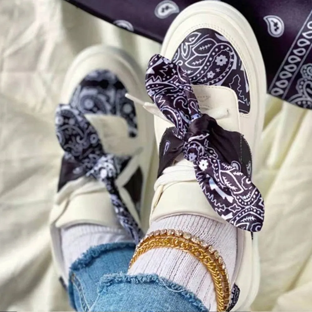 Amozae--Christmas Gift Female Flats Bandana Print Round Fashion Bow Knot Design Fashon Women's Sneakers 2024 Comfy Casual Hot Sale Slip On Footwear