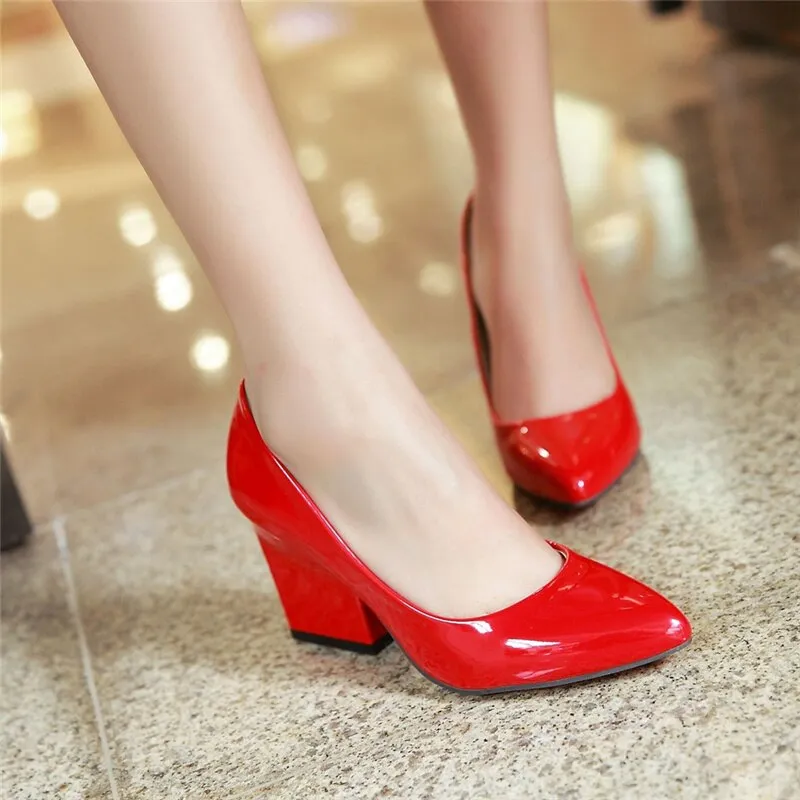Amozae Fashion High Heels Pumps Women Shoes Elegant   Pointed Toe Shoes Woman Fashion Red White Pink Heels Office Wedding Shoes Lady
