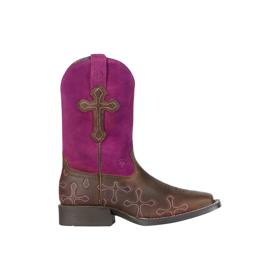 Ariat Kid's Crossroads Cowboy Fuchsia Boots