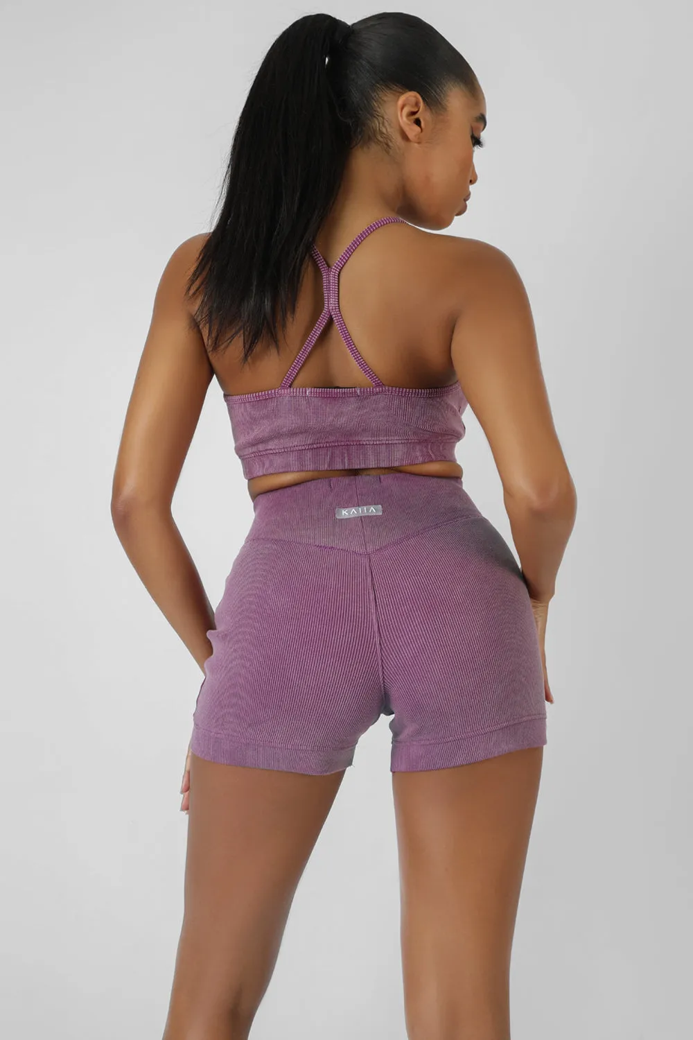 Athleisure Cross Back Ribbed Bralet Purple