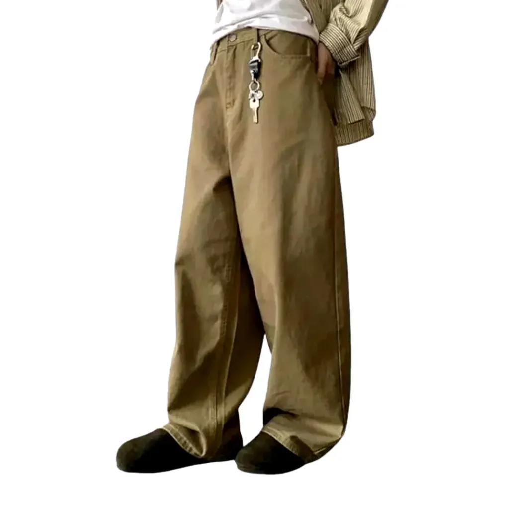 Baggy mid rise colored men's denim pants