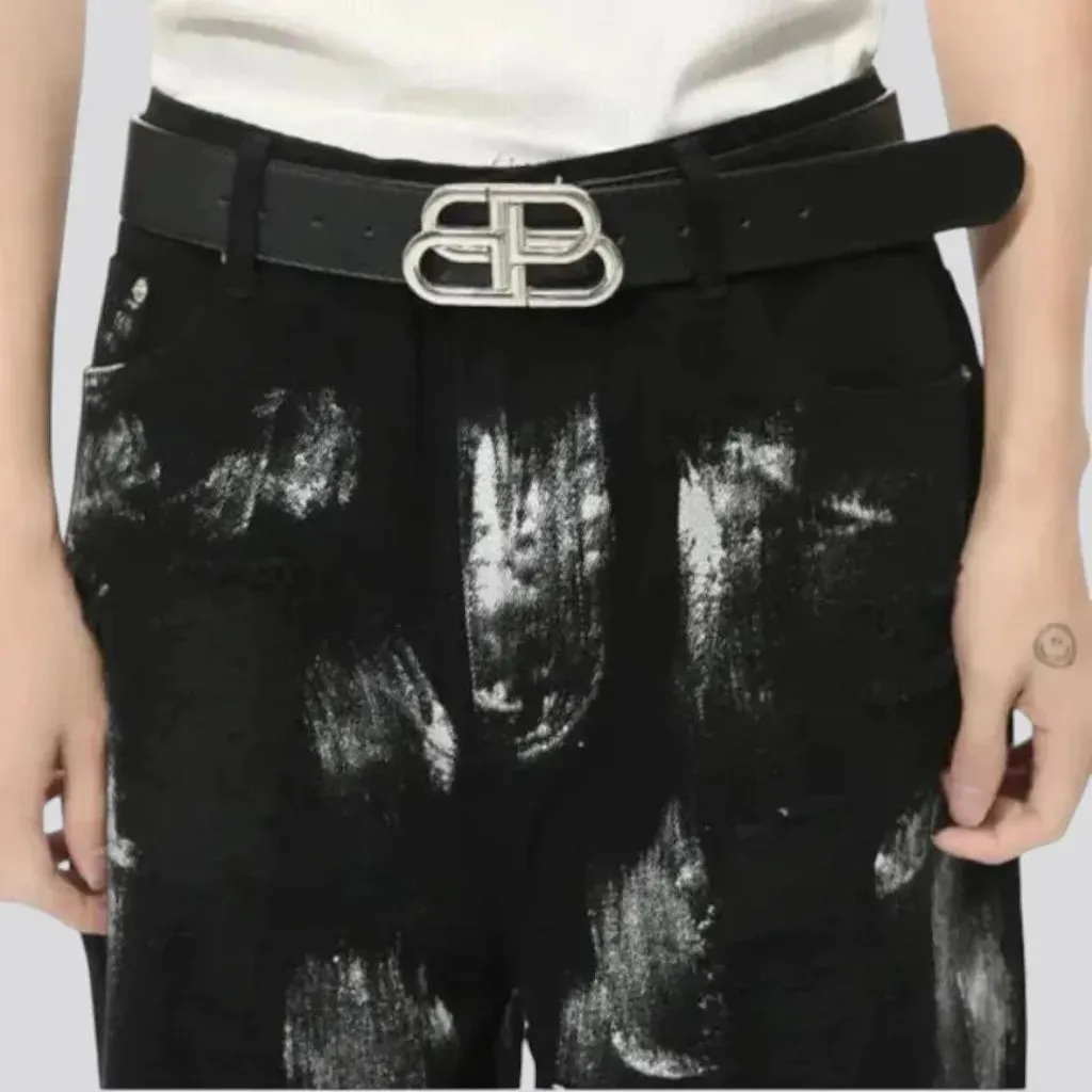 Boho mid rise painted men's jeans pants