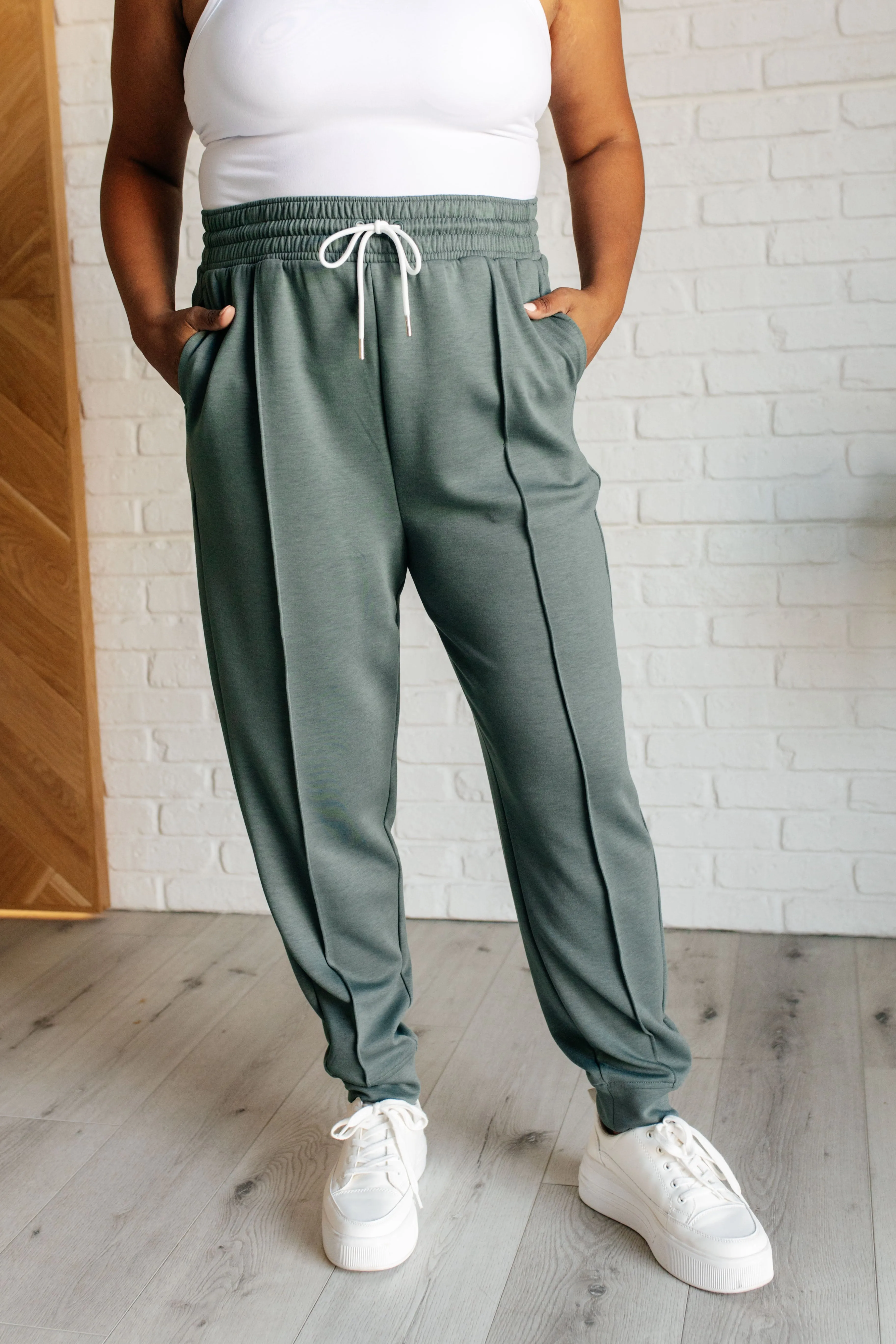 Center Seam Scuba Joggers in Ash Jade - 10/16