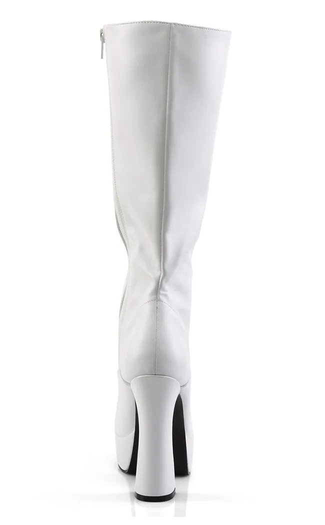 ELECTRA-2020 White Vegan Leather Knee High Boots