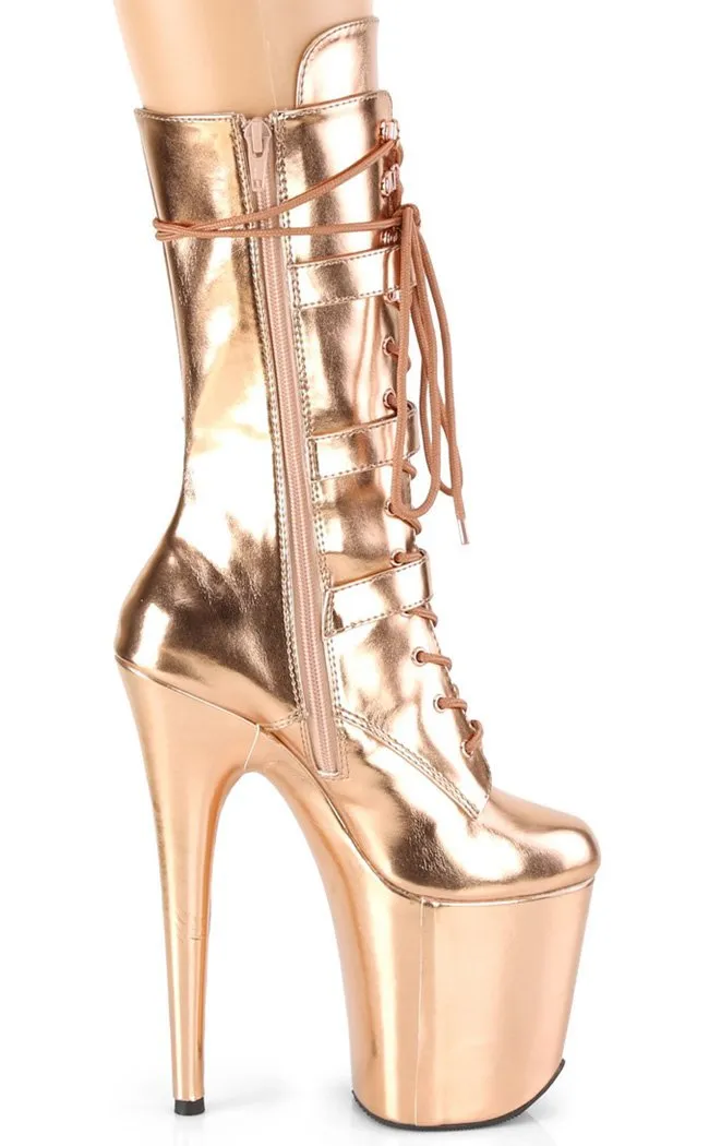 FLAMINGO-1053 Rose Gold Mid Calf Boots