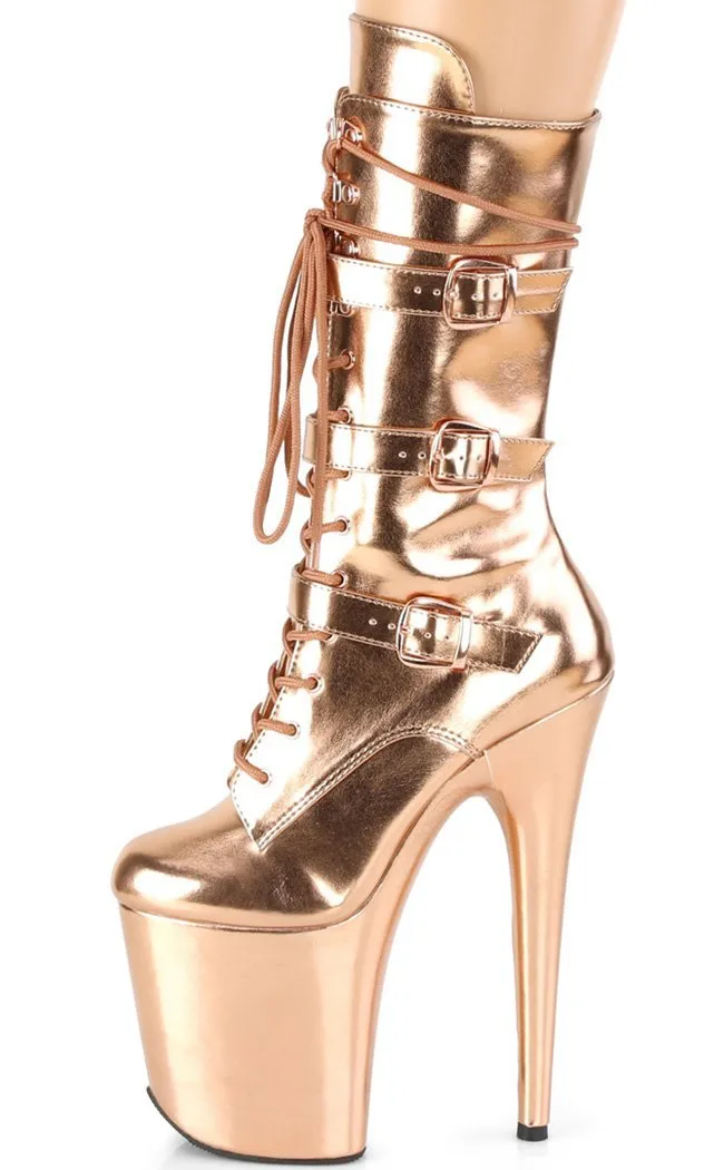 FLAMINGO-1053 Rose Gold Mid Calf Boots