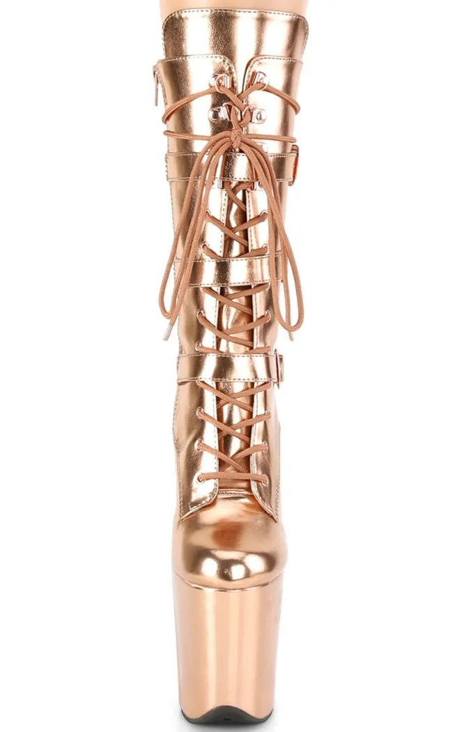 FLAMINGO-1053 Rose Gold Mid Calf Boots
