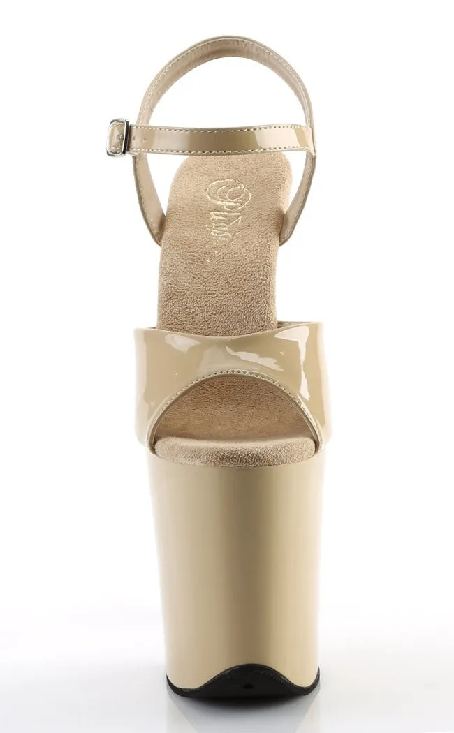 FLAMINGO-809 Beige Patent Platform Heels [In Stock]