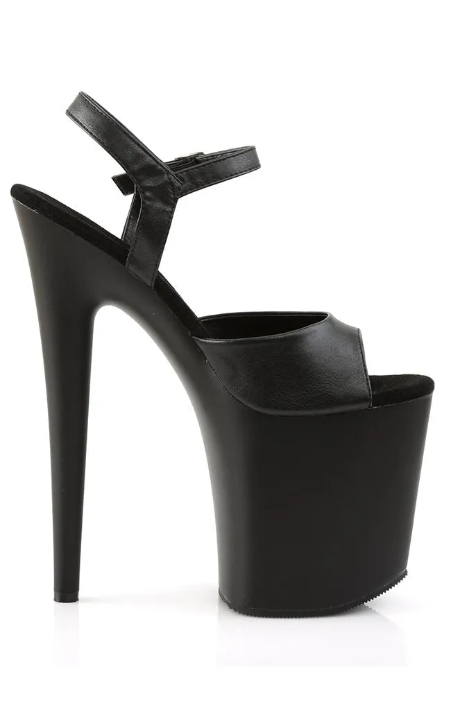 FLAMINGO-809 Black Vegan Leather Platform Heels