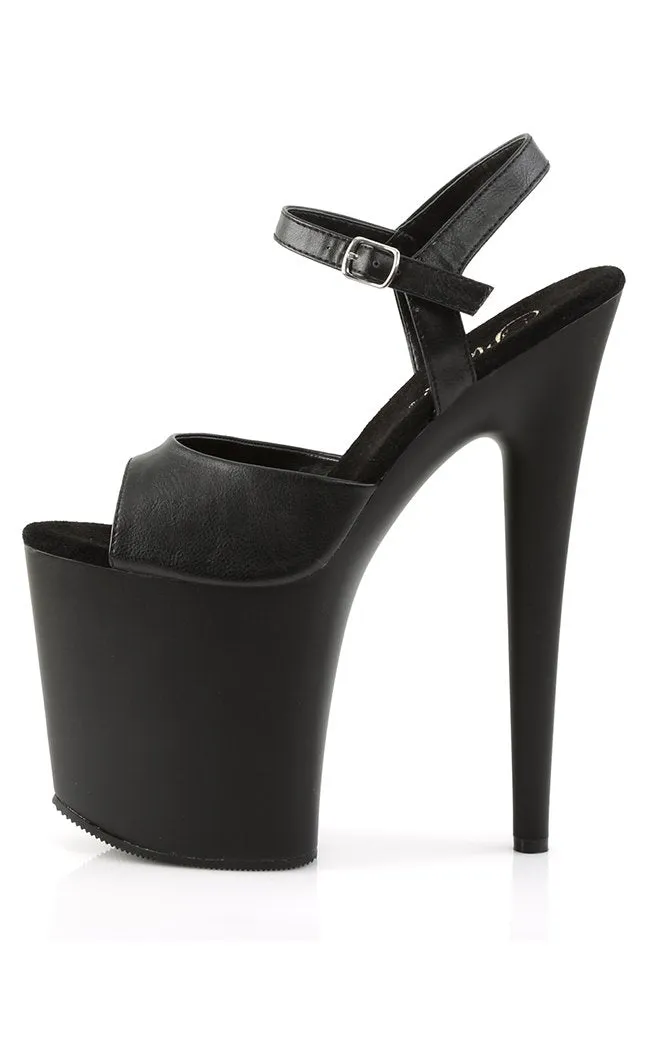 FLAMINGO-809 Black Vegan Leather Platform Heels