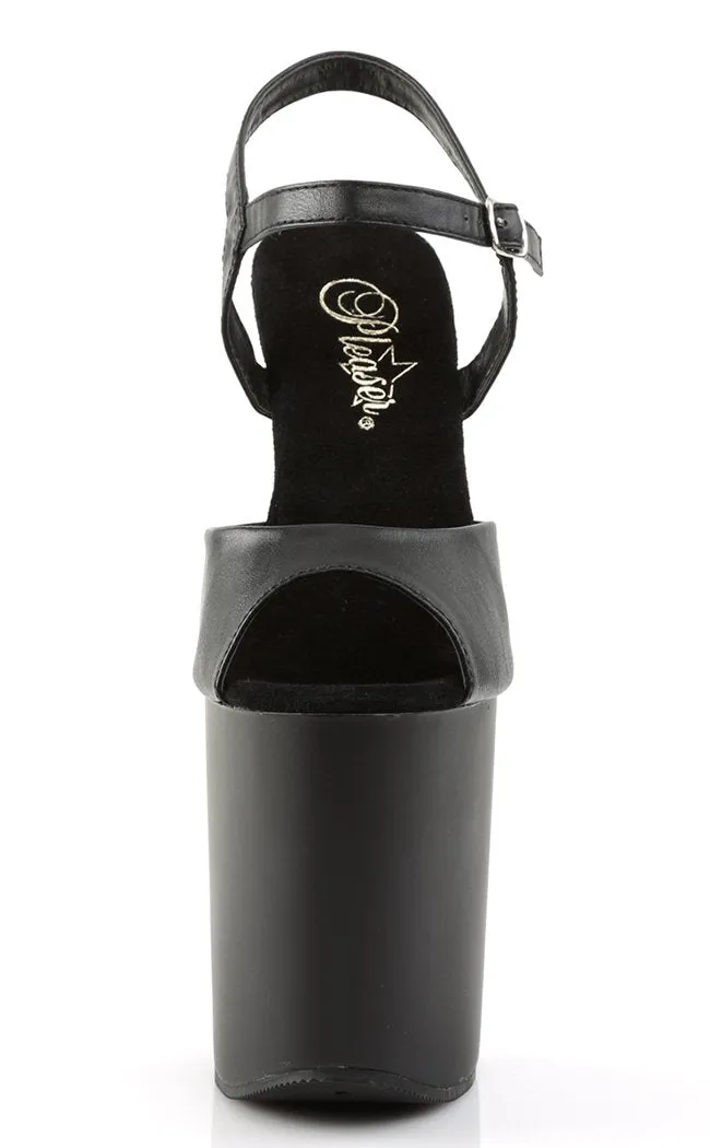 FLAMINGO-809 Black Vegan Leather Platform Heels