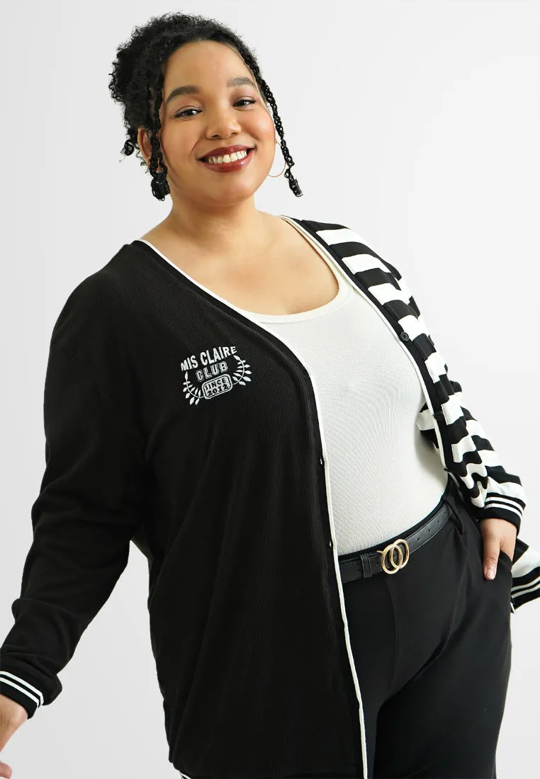 Huxton Varsity Dual Design Half Stripes Cardigan