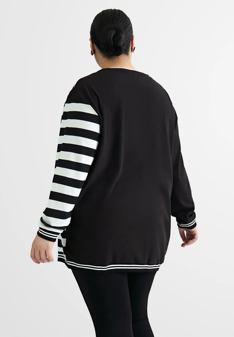 Huxton Varsity Dual Design Half Stripes Cardigan