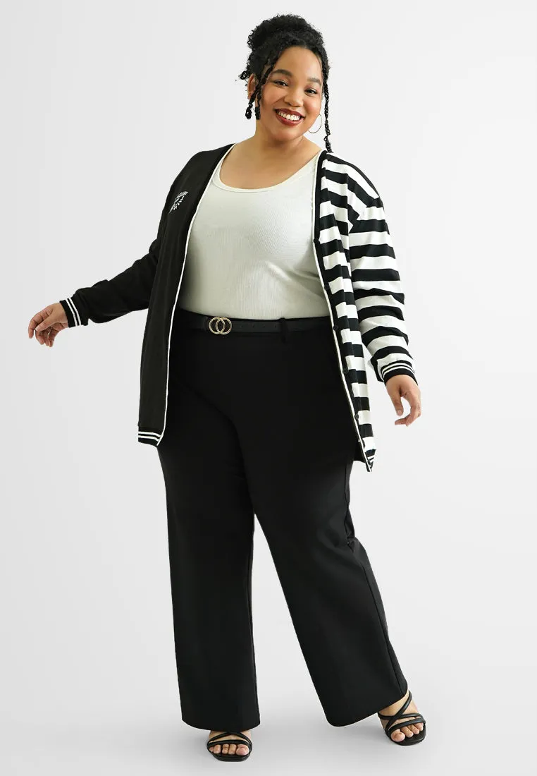 Huxton Varsity Dual Design Half Stripes Cardigan