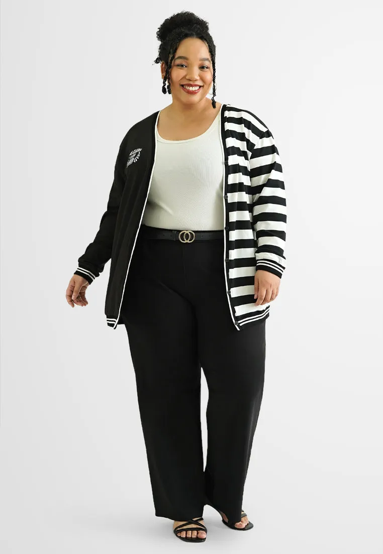Huxton Varsity Dual Design Half Stripes Cardigan