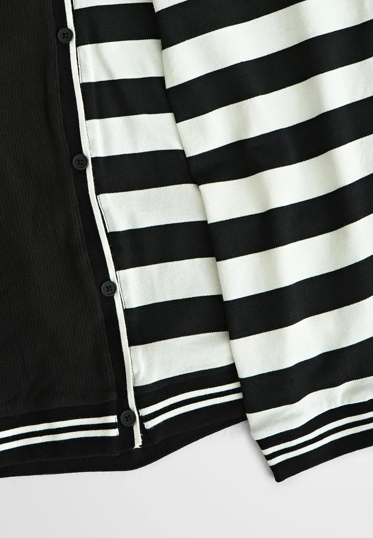 Huxton Varsity Dual Design Half Stripes Cardigan