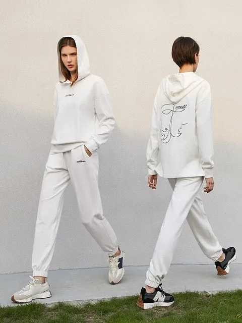 Light Weight Hoody Cotton Sweatshirt Sets Winter Women Sport Set Fashion 2pc Sets Under Coat Sets