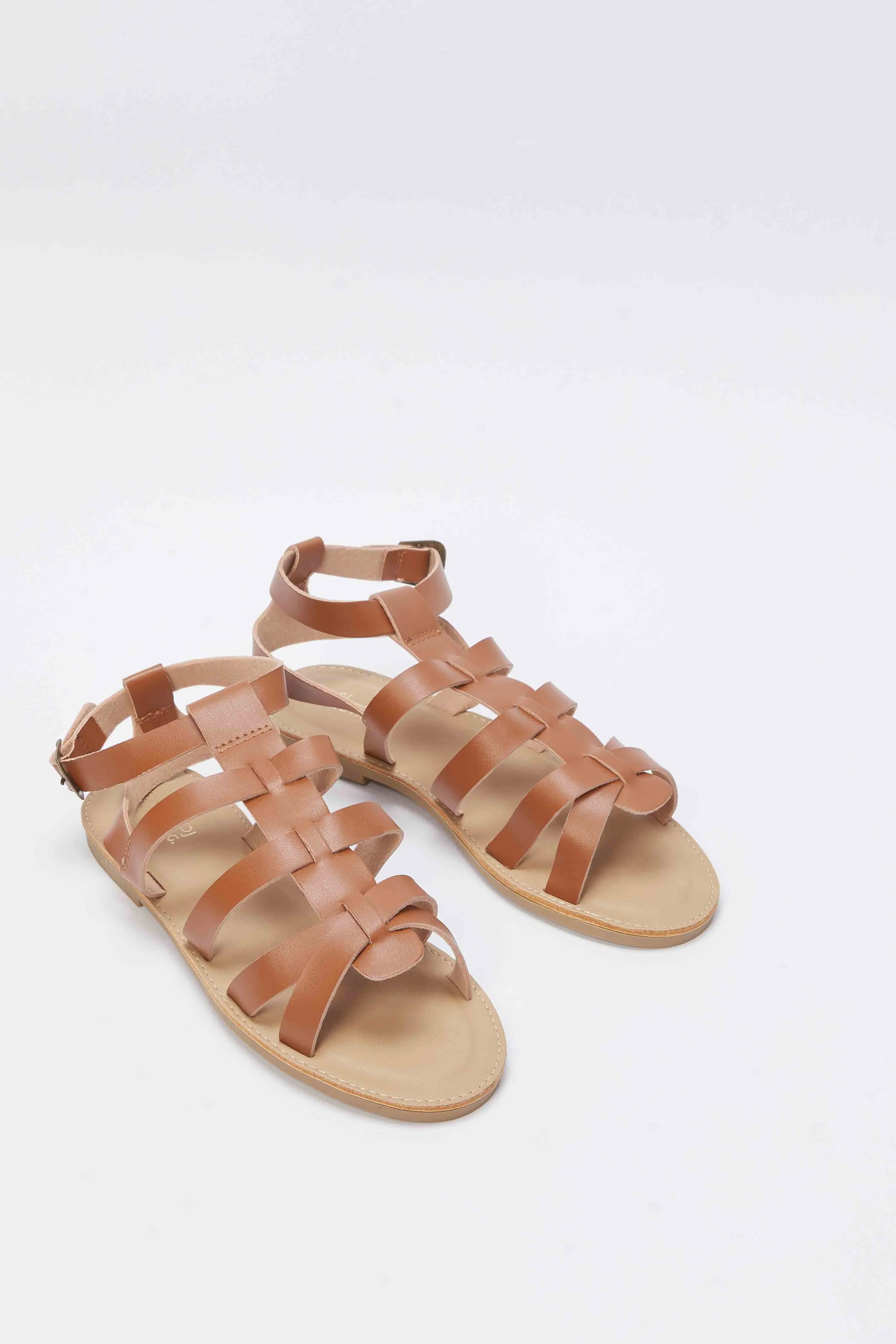 Senior Girls Brown Multi Strap Sandal