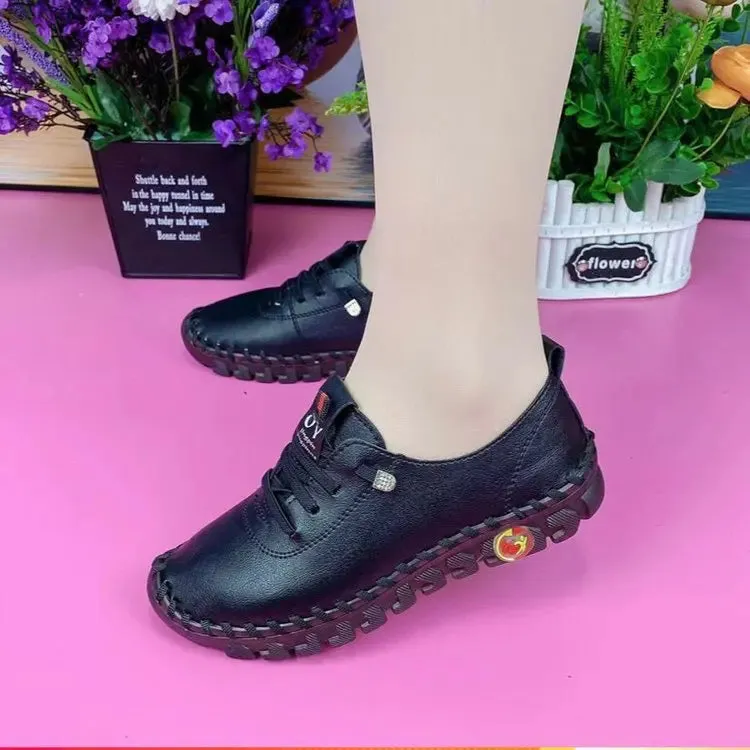 Sneakers Women Shoes Platform Loafers Lace Up Leather Flat Slip-On New Spring Casual Mom Shoe Mujer Zapatos Chaussure Femme