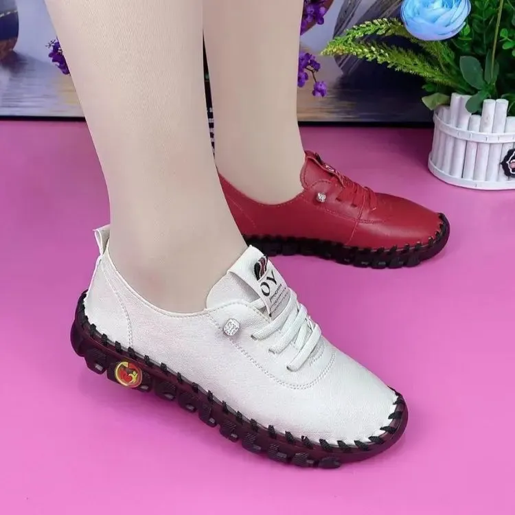 Sneakers Women Shoes Platform Loafers Lace Up Leather Flat Slip-On New Spring Casual Mom Shoe Mujer Zapatos Chaussure Femme