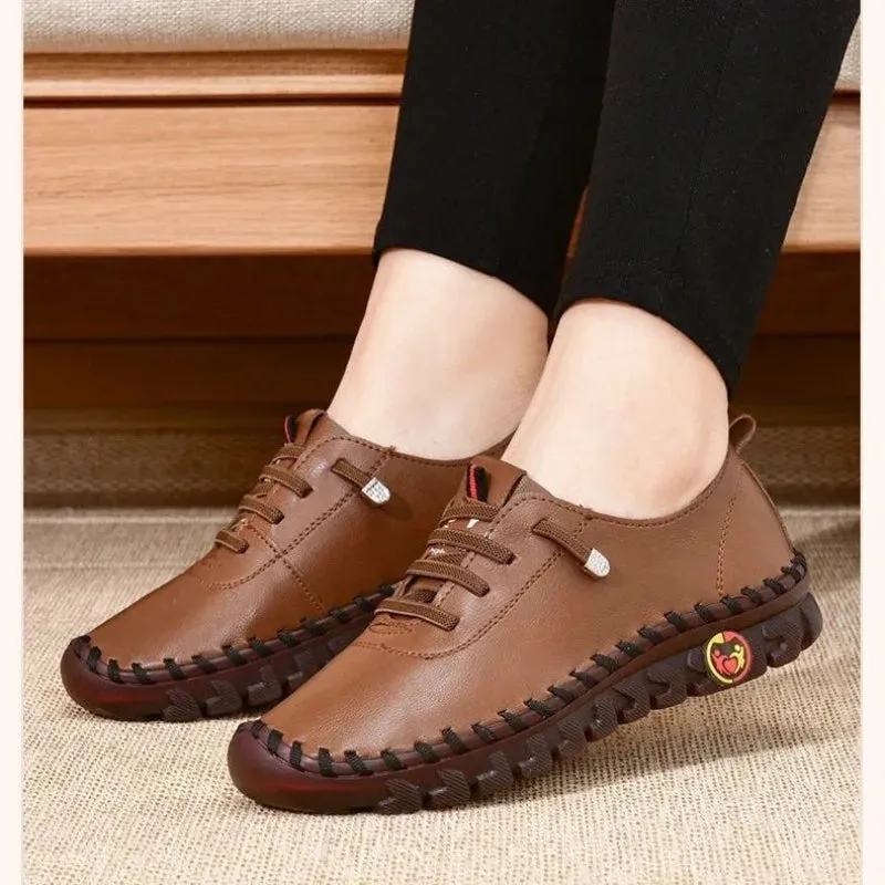 Sneakers Women Shoes Platform Loafers Lace Up Leather Flat Slip-On New Spring Casual Mom Shoe Mujer Zapatos Chaussure Femme