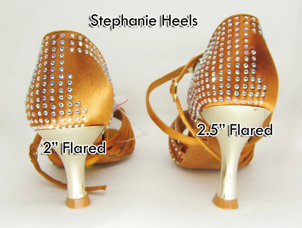 Stephanie Dance Shoes, 15016-65, Dark Tan Satin, 2” & 2.5” Heel