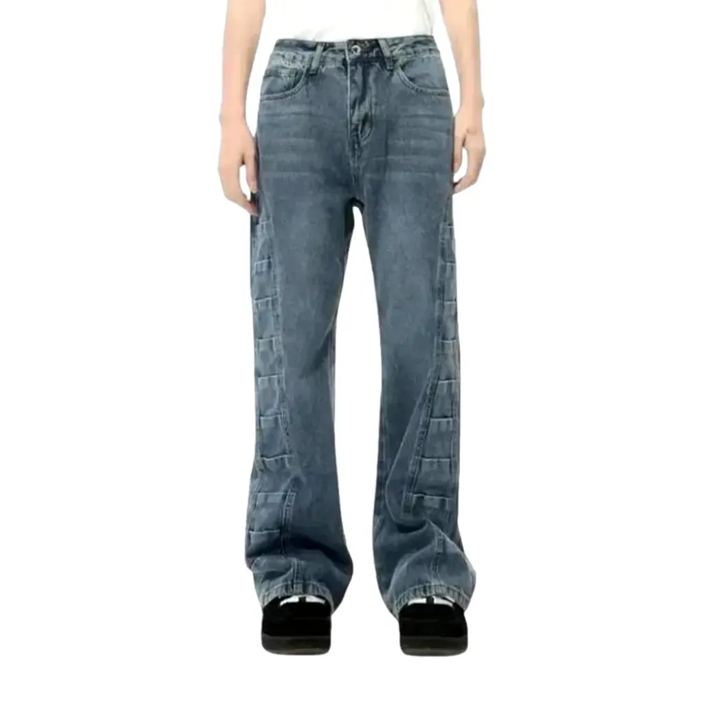 Whiskered baggy-fit street men's jeans