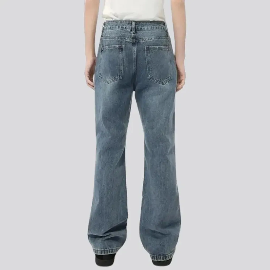 Whiskered baggy-fit street men's jeans
