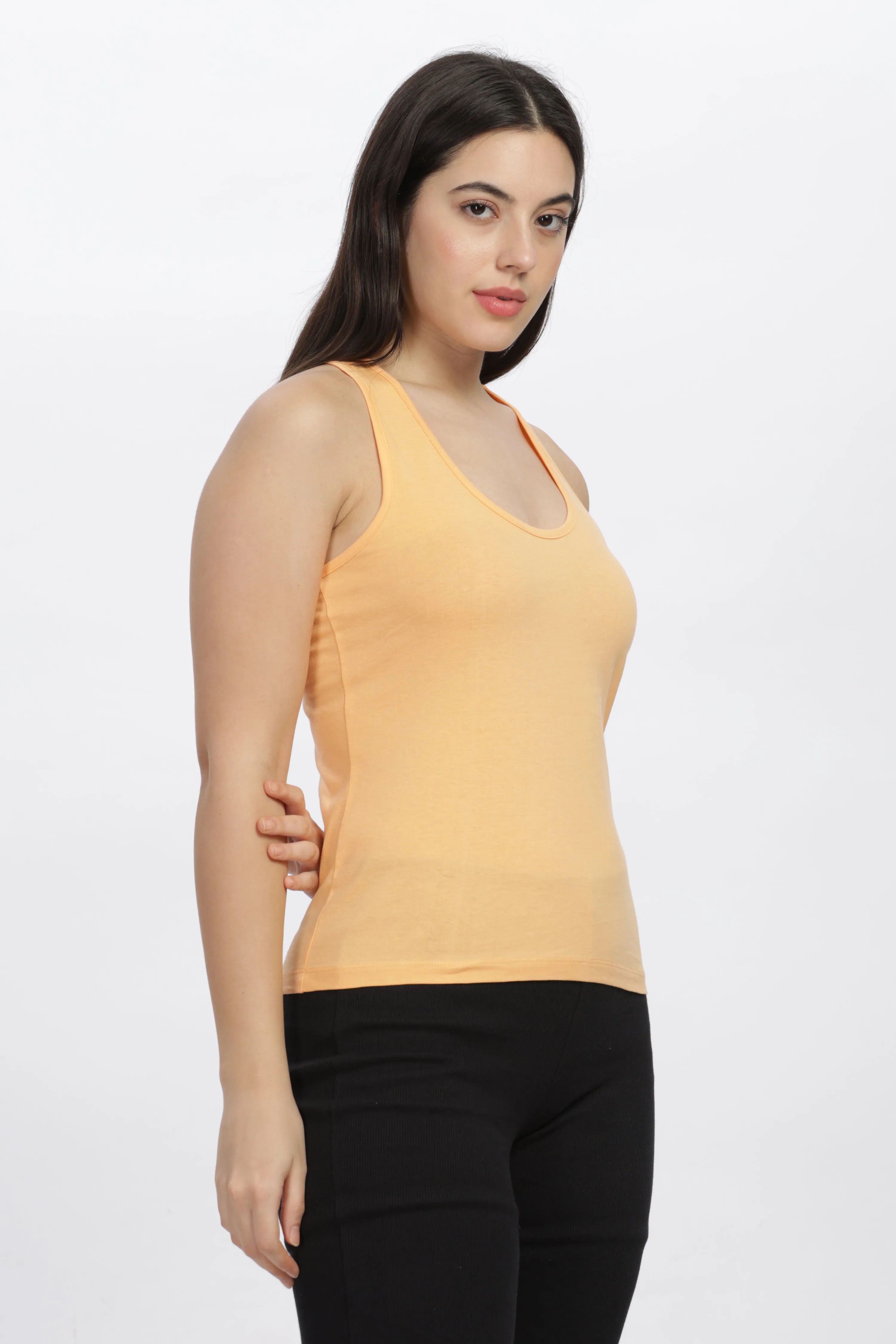 Women Sleeveless Razer Back Running Tank top (Orange)