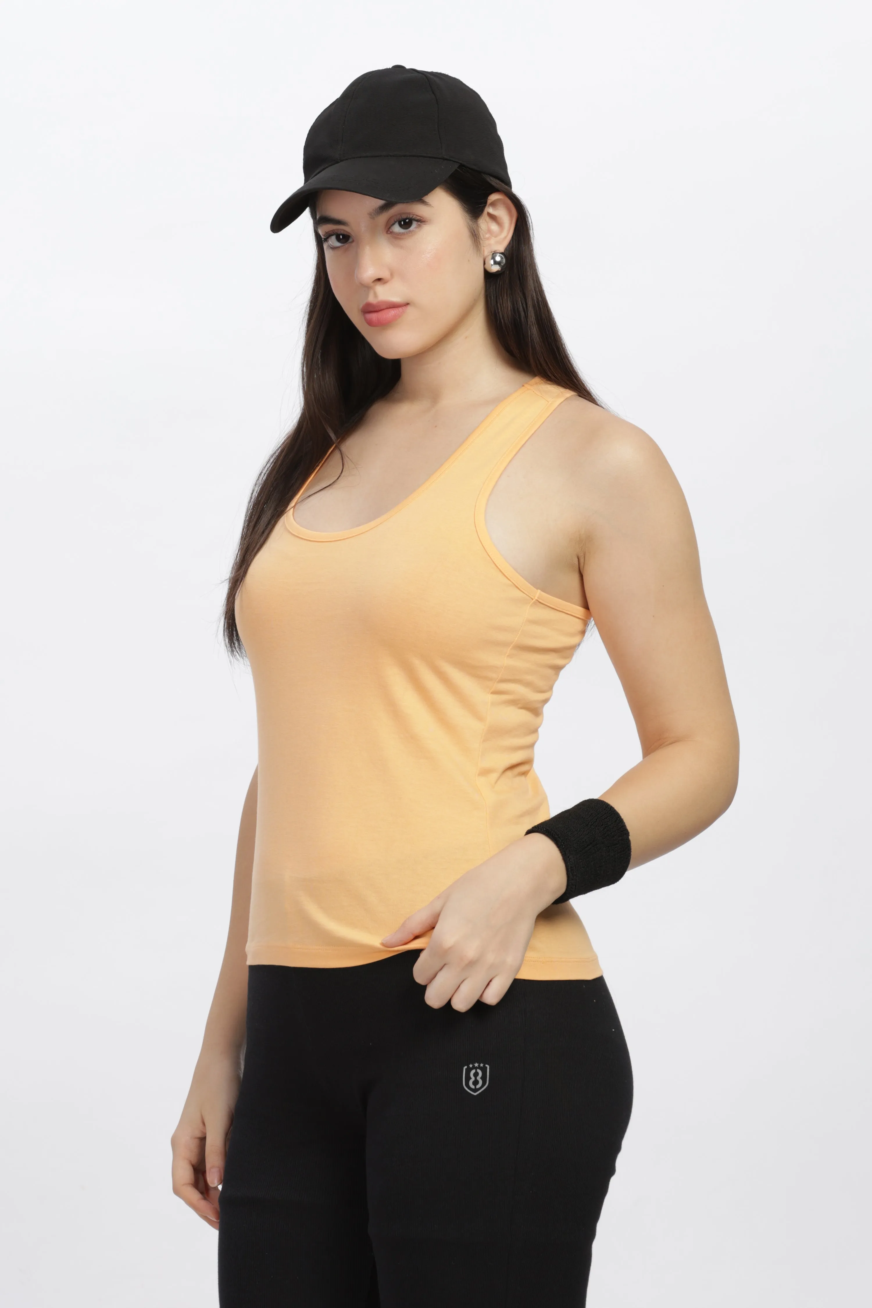 Women Sleeveless Razer Back Running Tank top (Orange)