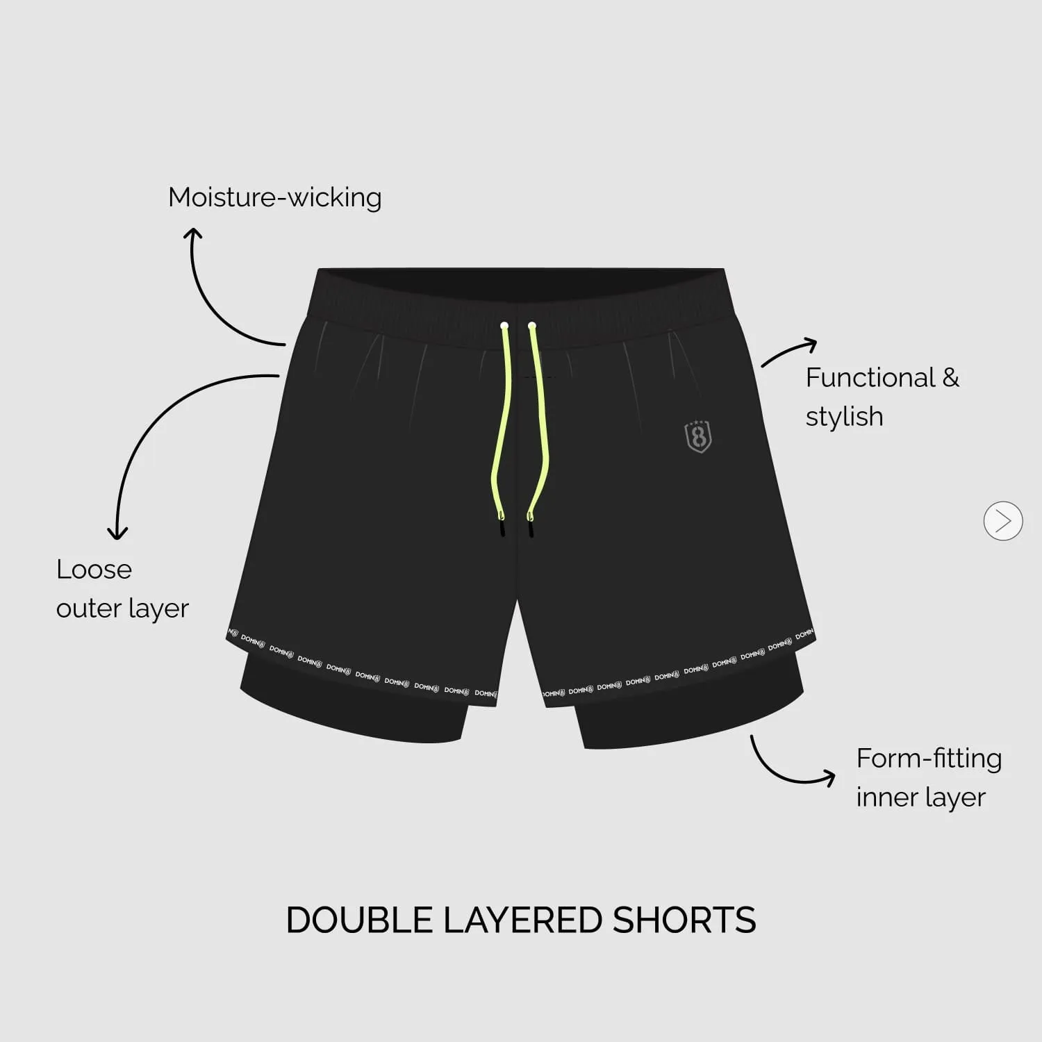 Women's Double Layered Solid Training Shorts with Drawstring Waist