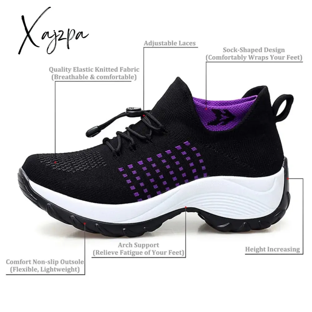 Xajzpa - Women's Walking Shoes Fashion Sock Sneakers Breathe Comfortable Nursing Shoes Casual Platform Loafers Non-Slip