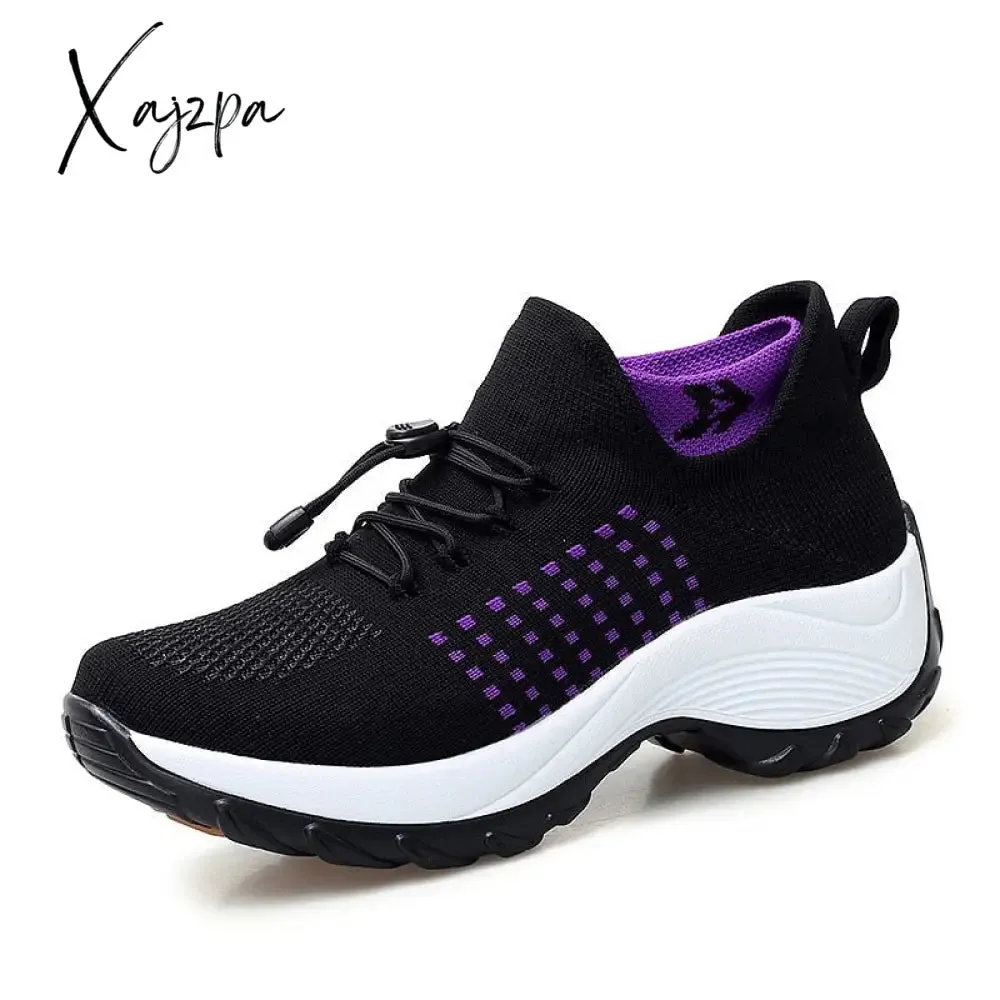 Xajzpa - Women's Walking Shoes Fashion Sock Sneakers Breathe Comfortable Nursing Shoes Casual Platform Loafers Non-Slip