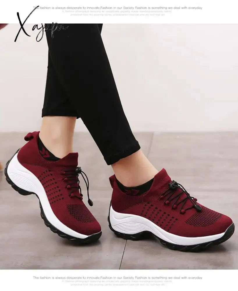 Xajzpa - Women's Walking Shoes Fashion Sock Sneakers Breathe Comfortable Nursing Shoes Casual Platform Loafers Non-Slip