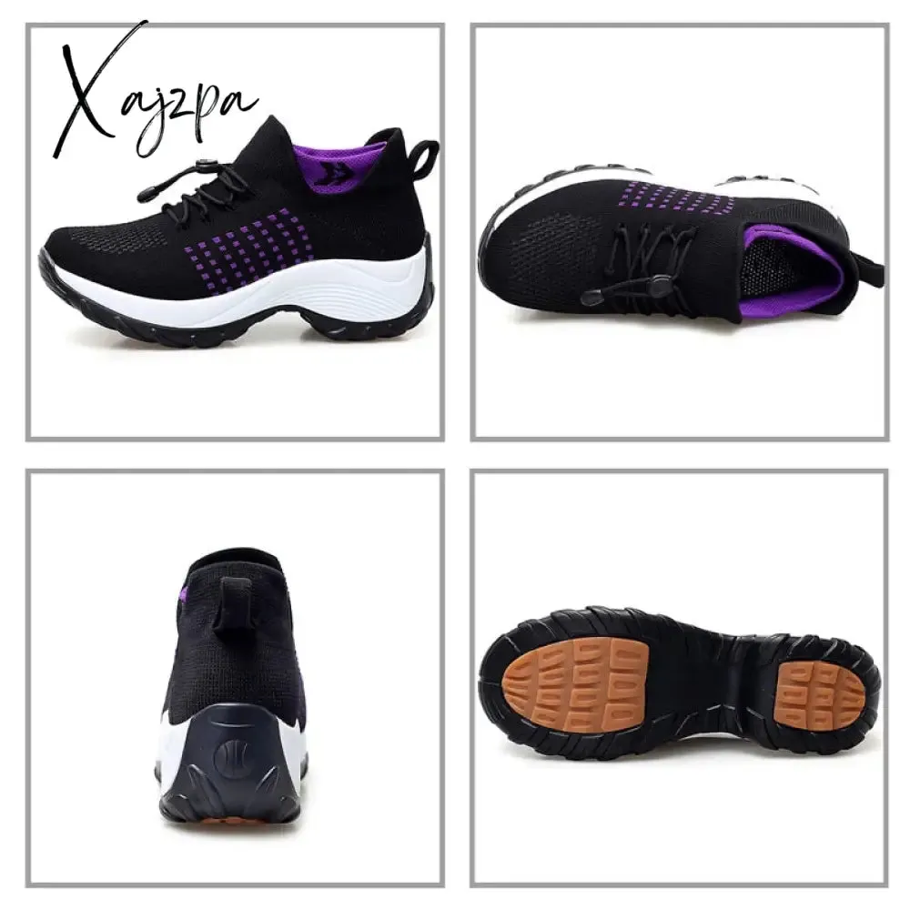 Xajzpa - Women's Walking Shoes Fashion Sock Sneakers Breathe Comfortable Nursing Shoes Casual Platform Loafers Non-Slip