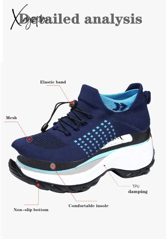 Xajzpa - Women's Walking Shoes Fashion Sock Sneakers Breathe Comfortable Nursing Shoes Casual Platform Loafers Non-Slip