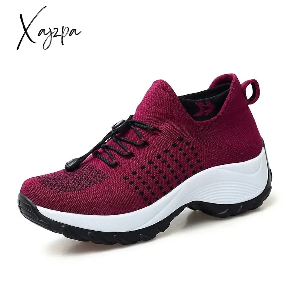 Xajzpa - Women's Walking Shoes Fashion Sock Sneakers Breathe Comfortable Nursing Shoes Casual Platform Loafers Non-Slip